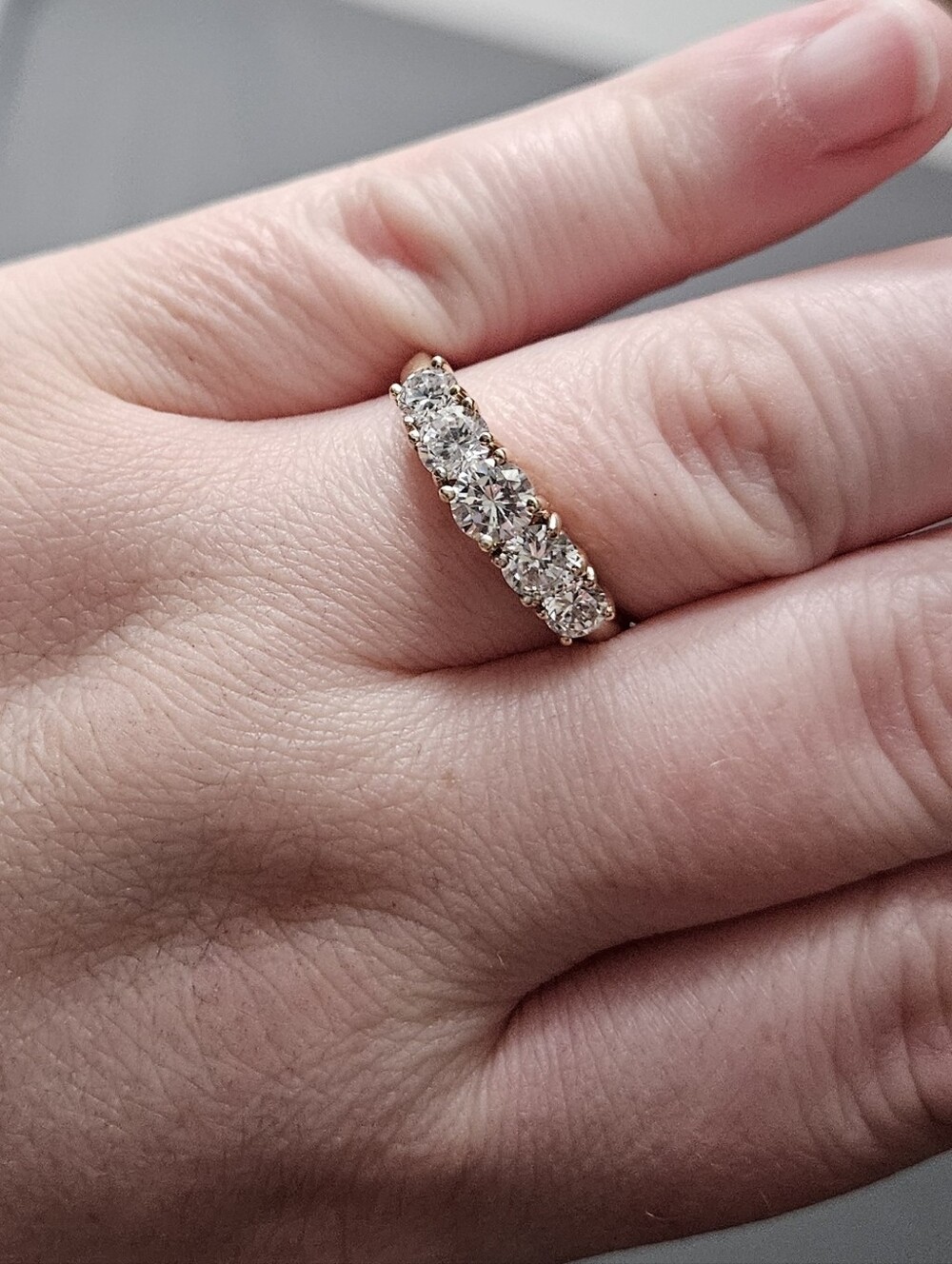 10K Yellow Gold Ring 5 Cz Stones Size 12!